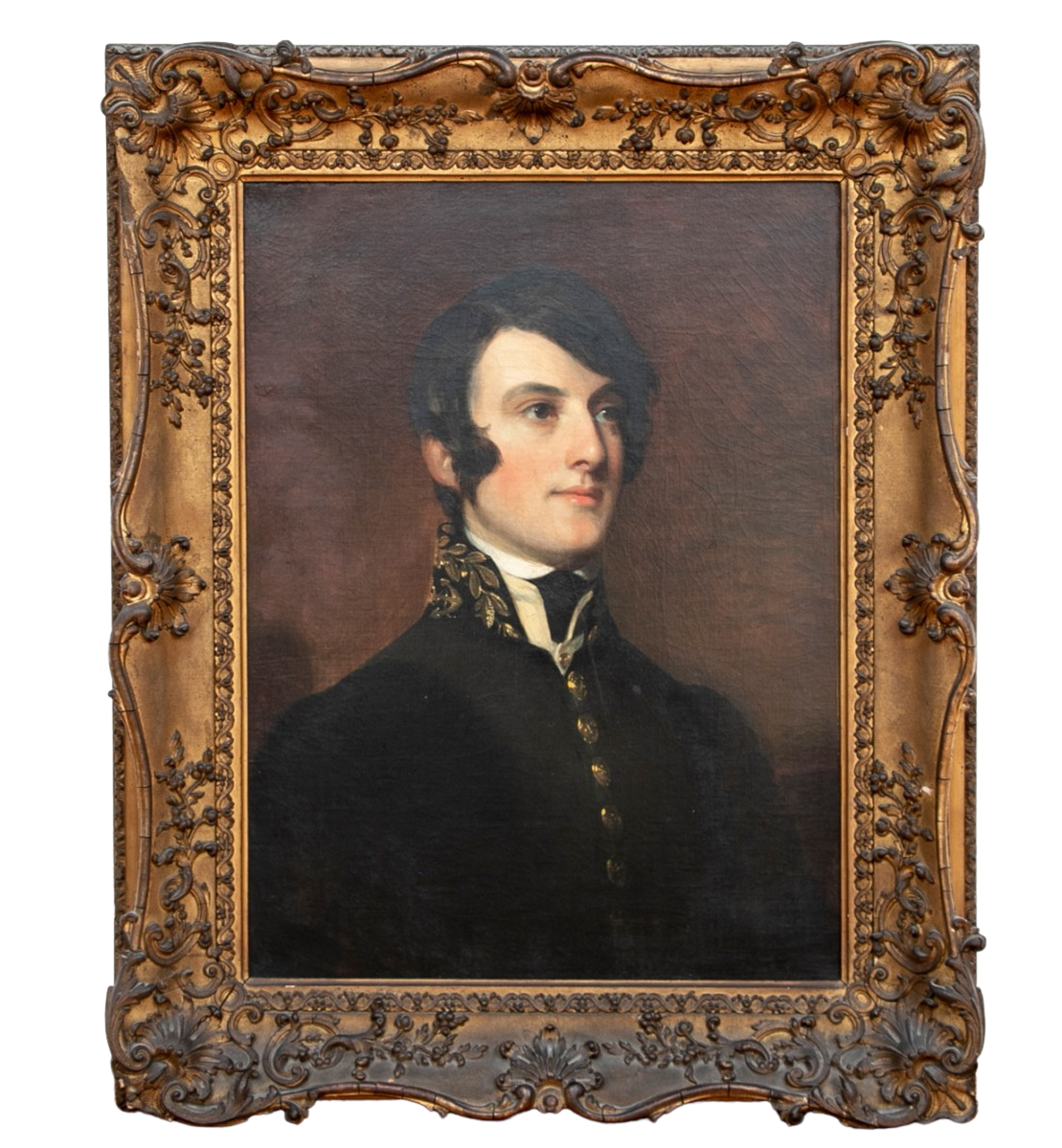 Antique oil painting on canvas portrait attributed by repute to Thomas Sully, and American painter (1783-1872)